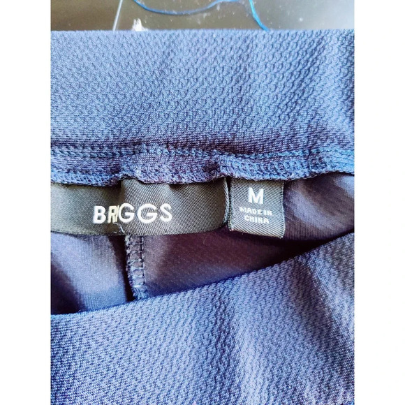 BRIGGS Pull On Elastic Waist Navy Blue Textured Comfort Pants Women's Size M - Picture 7 of 11